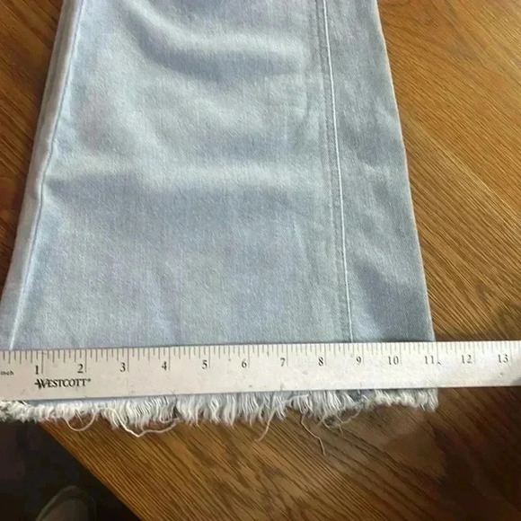 KanCan premium light wash high rise, stretch, flare jeans with raw hem women’s 9 - Picture 9 of 9